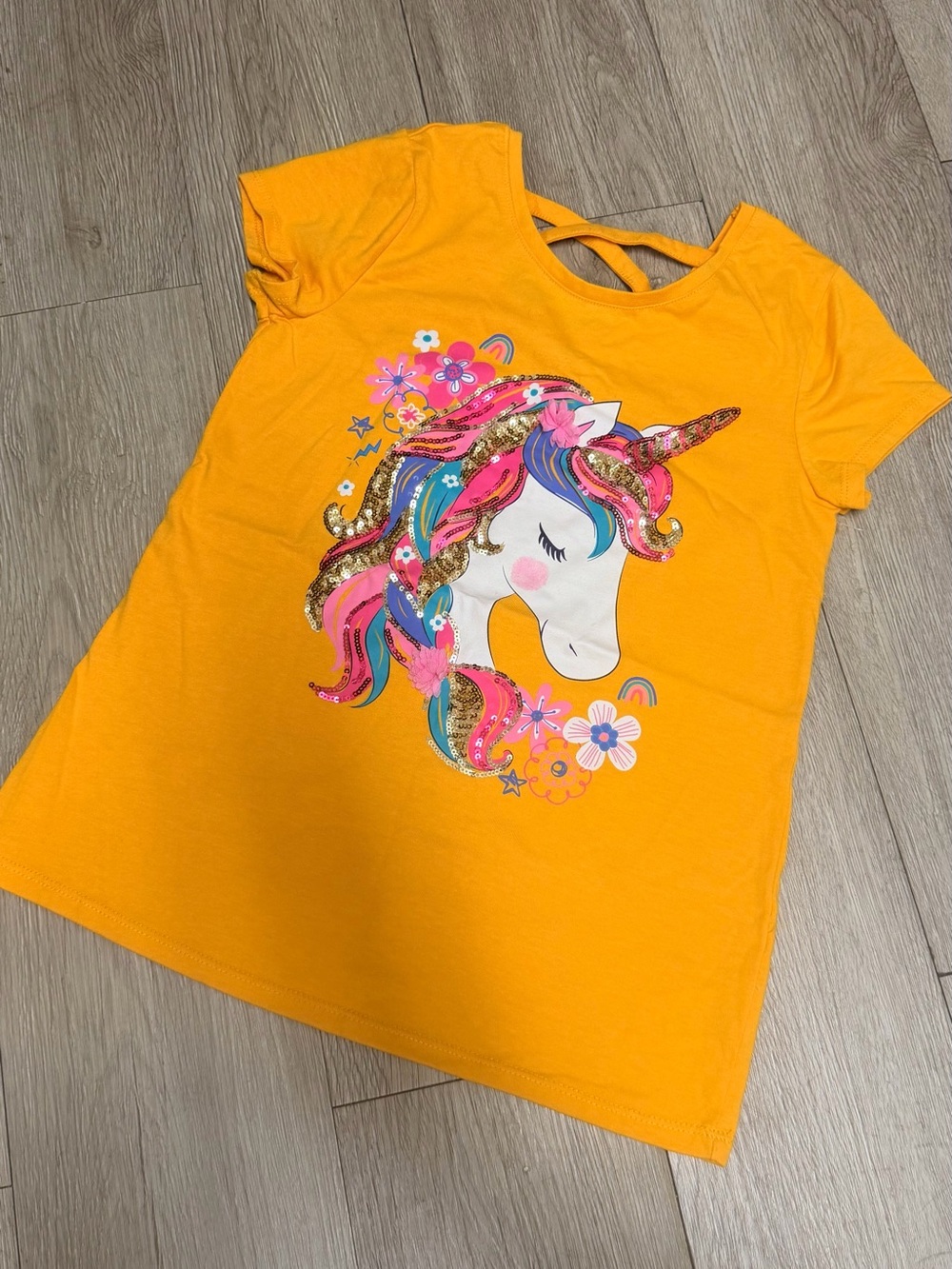 Girls' Yellow Unicorn Graphic Tee